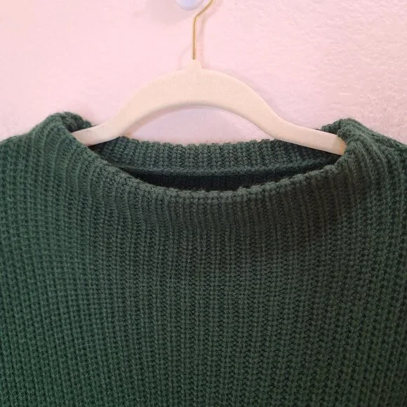 Zaful Sweater Womens Free Size Dark Green Knitted Lantern Sleeve Slouchy Casual - Picture 3 of 12